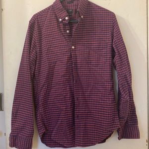 J crew slim fit Oxford red blue flannel size medium